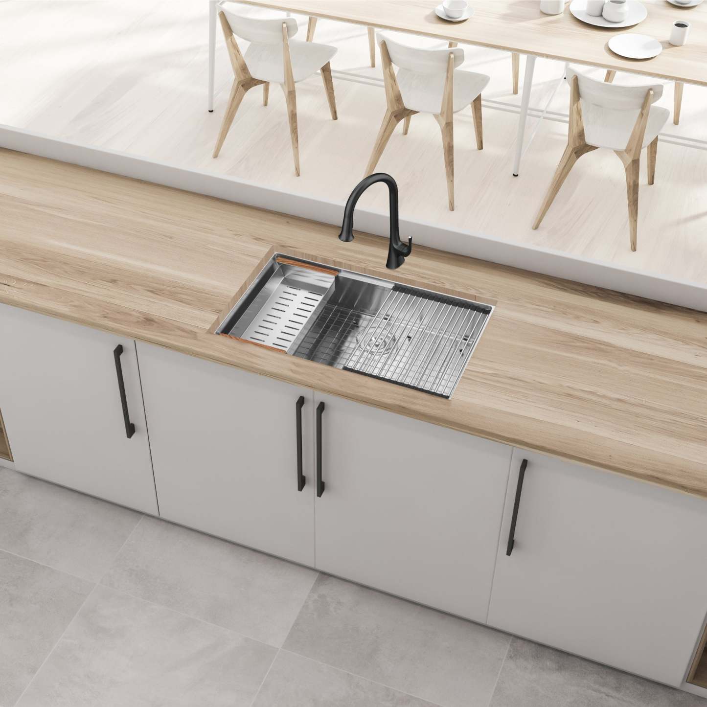 Ancona 30 Undermount Workstation Kitchen Sink - AN-3372|Évier de cuisine poste de travail sous plan Ancona de 30 po - AN-3372|D77GD24D