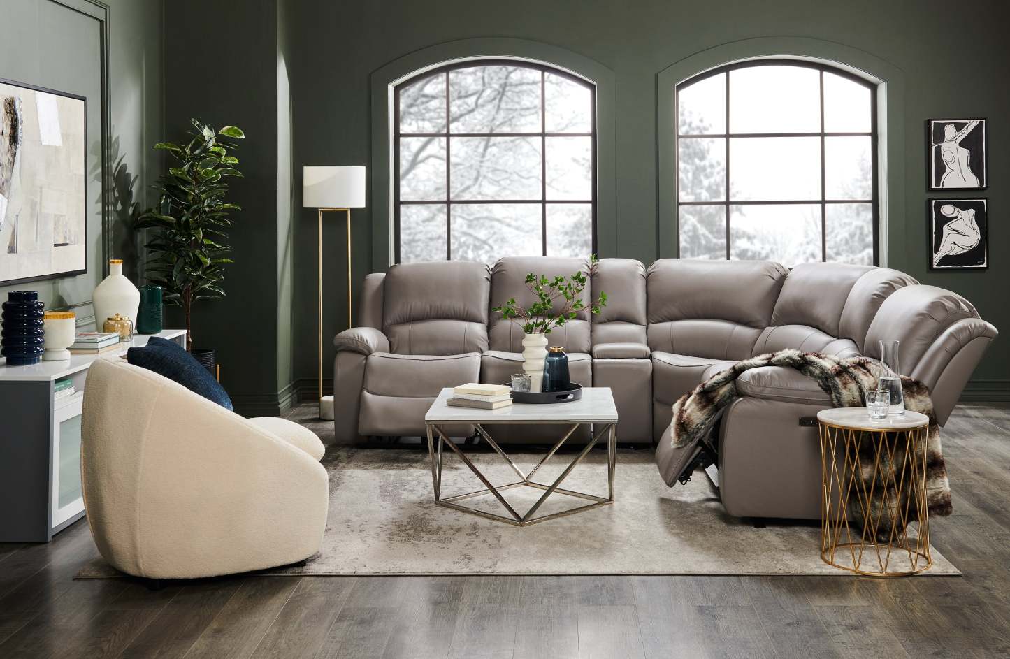 Dalilah 16 2-Pack Accent Table Package - Marbre blanc avec base dorée|Ensemble 2 tables d'appoint Dalilah de 16 po - marbre blanc avec base dorée