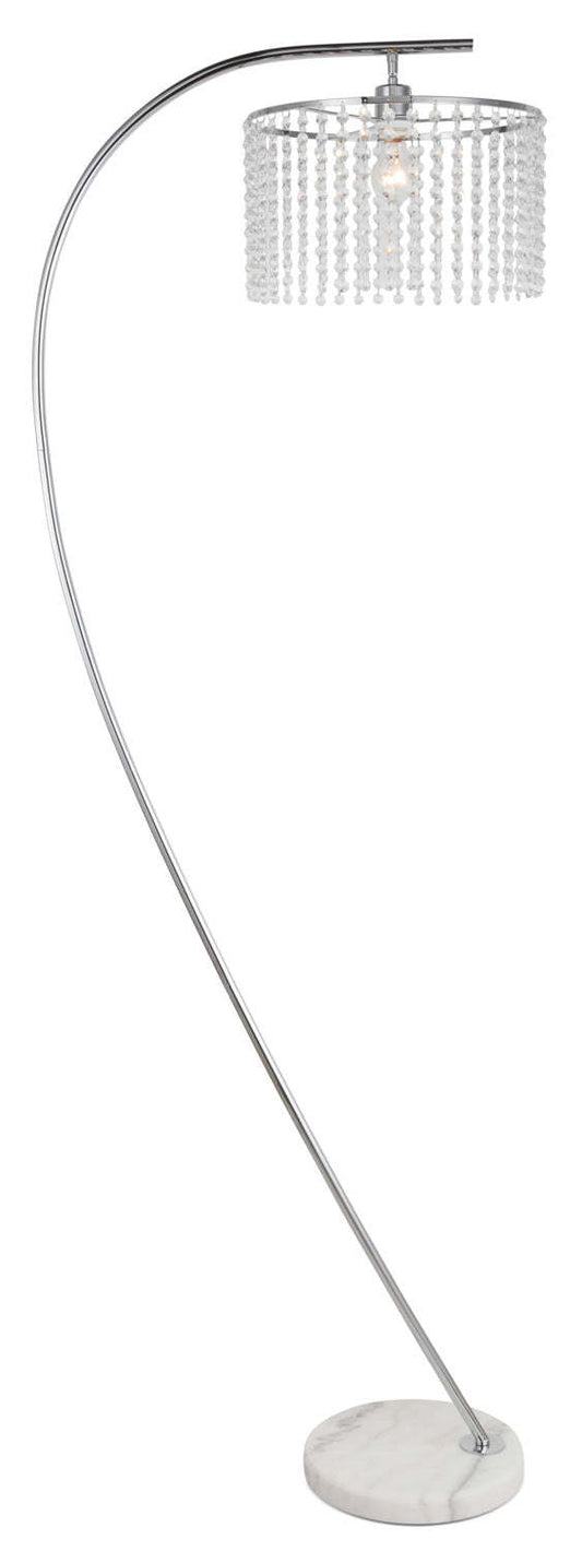 72 Sparkle Glam Silver with Marble Base and Glass Crystal Shade Arc Lampadaire|Lampe à pied arquée et somptueuse Sparkle de 72 po argentée avec base en marbre et abat-jour en cristaux de verre
