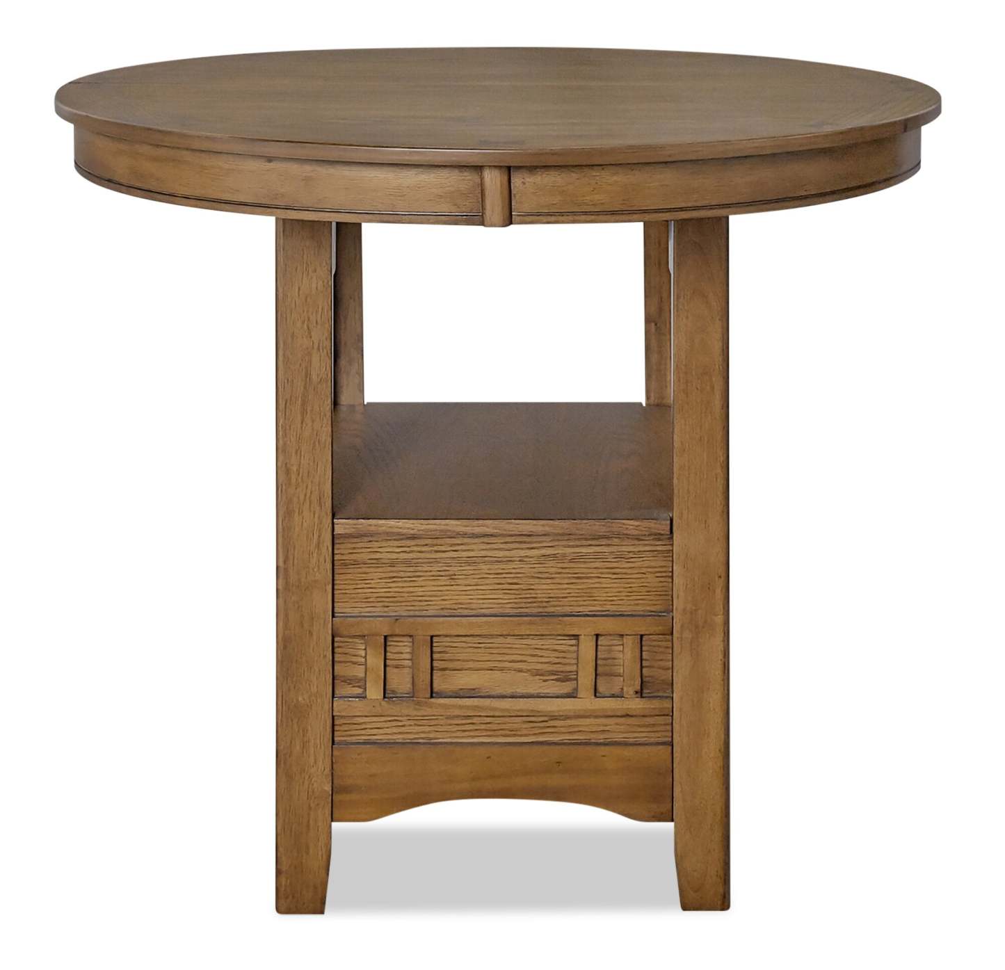 Table de salle à manger à hauteur de comptoir Dena avec rallonge de 42 à 60 W, ronde - Chêne brun | Table de salle à manger ronde Dena de 42 po à 60 po (L) de hauteur comptoir et avec rallonge - chêne brun