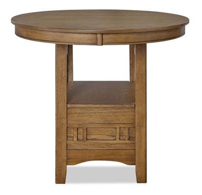 Table de salle à manger à hauteur de comptoir Dena avec rallonge de 42 à 60 W, ronde - Chêne brun | Table de salle à manger ronde Dena de 42 po à 60 po (L) de hauteur comptoir et avec rallonge - chêne brun