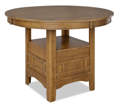 Table de salle à manger Dena avec rallonge 42-60 W, ronde - Chêne brun | Table de salle à manger ronde Dena de 42 po à 60 po (L) avec rallonge - chêne brun