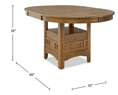 Table de salle à manger Dena avec rallonge 42-60 W, ronde - Chêne brun | Table de salle à manger ronde Dena de 42 po à 60 po (L) avec rallonge - chêne brun