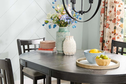 Table de salle à manger à hauteur de comptoir Dena avec rallonge de 42 à 60 W, ronde - Gris | Table de salle à manger ronde Dena de 42 po à 60 po (L) de hauteur comptoir et avec rallonge - grise