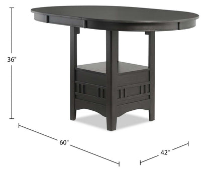 Table de salle à manger à hauteur de comptoir Dena avec rallonge de 42 à 60 W, ronde - Gris | Table de salle à manger ronde Dena de 42 po à 60 po (L) de hauteur comptoir et avec rallonge - grise