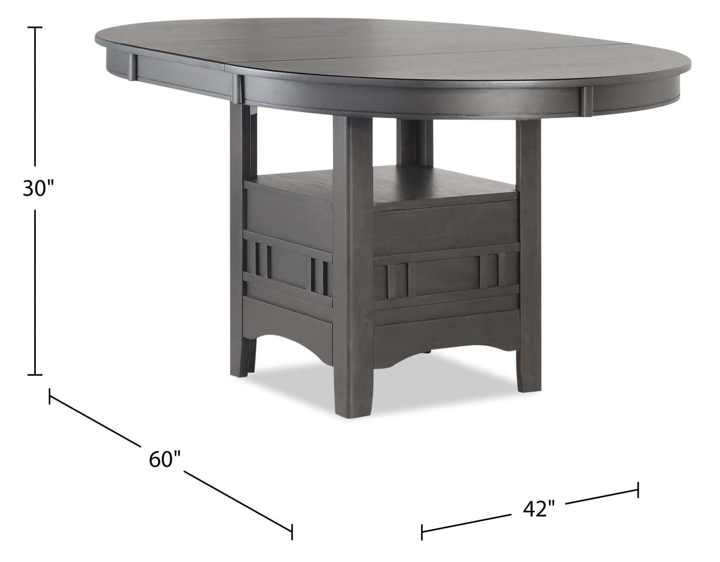 Table de salle à manger Dena avec extension 42-60 W, ronde - Gris | Table de salle à manger ronde Dena de 42 po à 60 po (L) avec rallonge - grise
