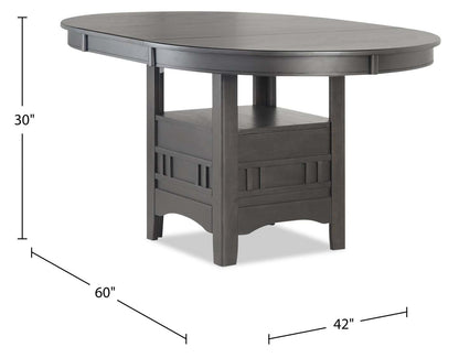 Table de salle à manger Dena avec extension 42-60 W, ronde - Gris | Table de salle à manger ronde Dena de 42 po à 60 po (L) avec rallonge - grise