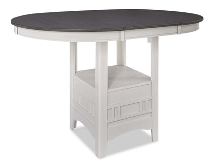 Table de salle à manger à hauteur de comptoir Dena avec rallonge de 42 à 60 W, ronde - Gris tourterelle | Table de salle à manger ronde Dena de 42 po à 60 po (L) de hauteur comptoir et avec rallonge - gris tourterelle