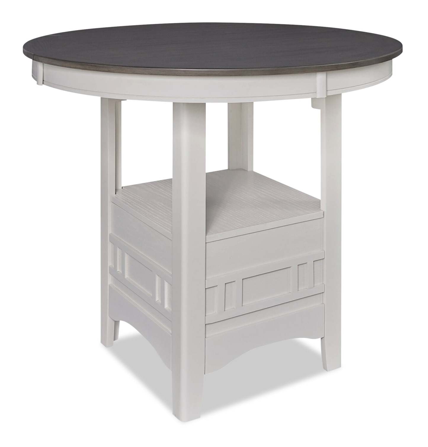 Table de salle à manger à hauteur de comptoir Dena avec rallonge de 42 à 60 W, ronde - Gris tourterelle | Table de salle à manger ronde Dena de 42 po à 60 po (L) de hauteur comptoir et avec rallonge - gris tourterelle