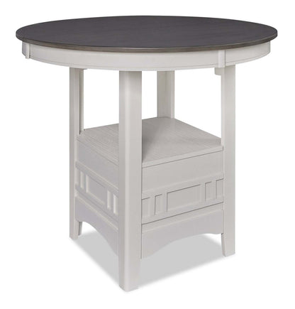 Table de salle à manger à hauteur de comptoir Dena avec rallonge de 42 à 60 W, ronde - Gris tourterelle | Table de salle à manger ronde Dena de 42 po à 60 po (L) de hauteur comptoir et avec rallonge - gris tourterelle