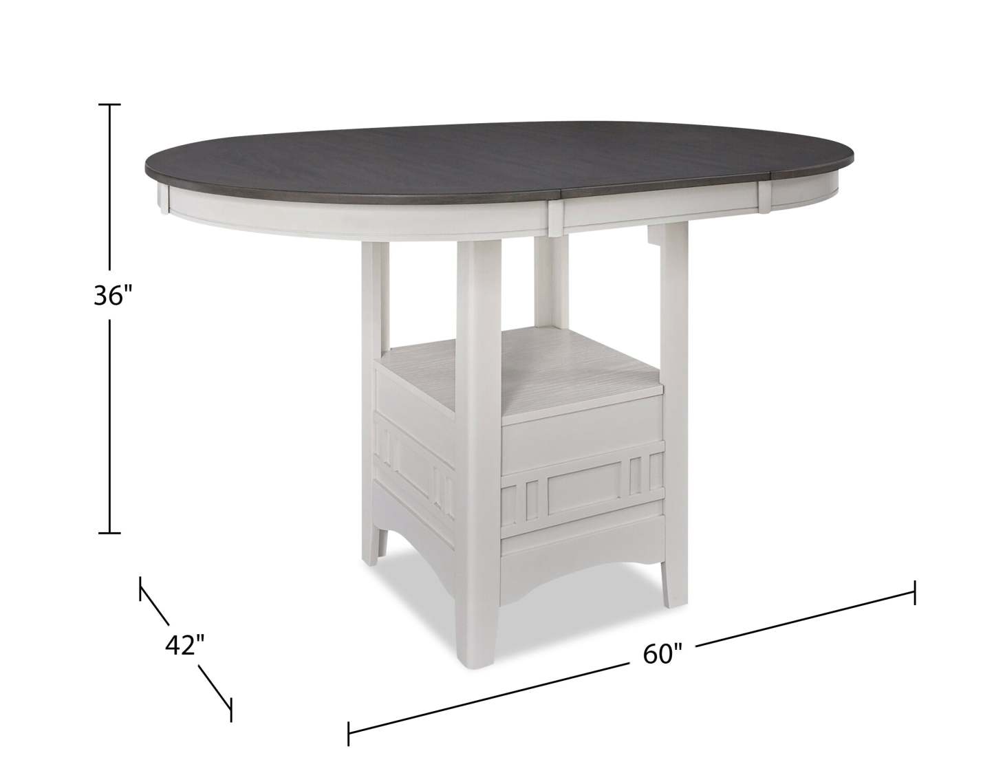 Table de salle à manger à hauteur de comptoir Dena avec rallonge de 42 à 60 W, ronde - Gris tourterelle | Table de salle à manger ronde Dena de 42 po à 60 po (L) de hauteur comptoir et avec rallonge - gris tourterelle