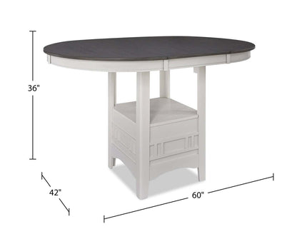 Table de salle à manger à hauteur de comptoir Dena avec rallonge de 42 à 60 W, ronde - Gris tourterelle | Table de salle à manger ronde Dena de 42 po à 60 po (L) de hauteur comptoir et avec rallonge - gris tourterelle
