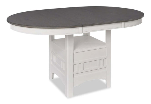 Table de salle à manger Dena avec rallonge 42-60 W, ronde - Gris tourterelle | Table de salle à manger ronde Dena de 42 po à 60 po (L) avec rallonge - gris tourterelle