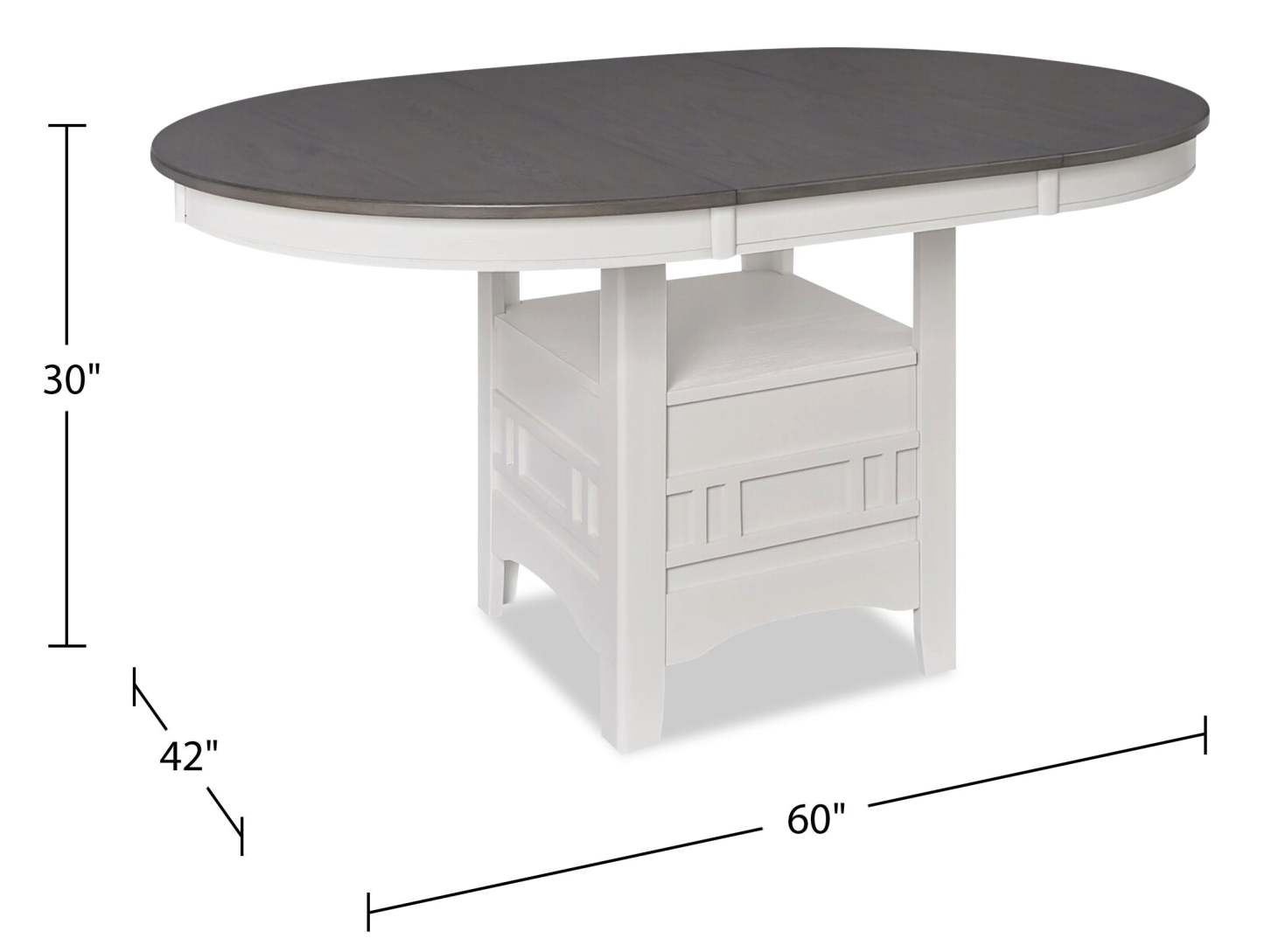 Table de salle à manger Dena avec rallonge 42-60 W, ronde - Gris tourterelle | Table de salle à manger ronde Dena de 42 po à 60 po (L) avec rallonge - gris tourterelle