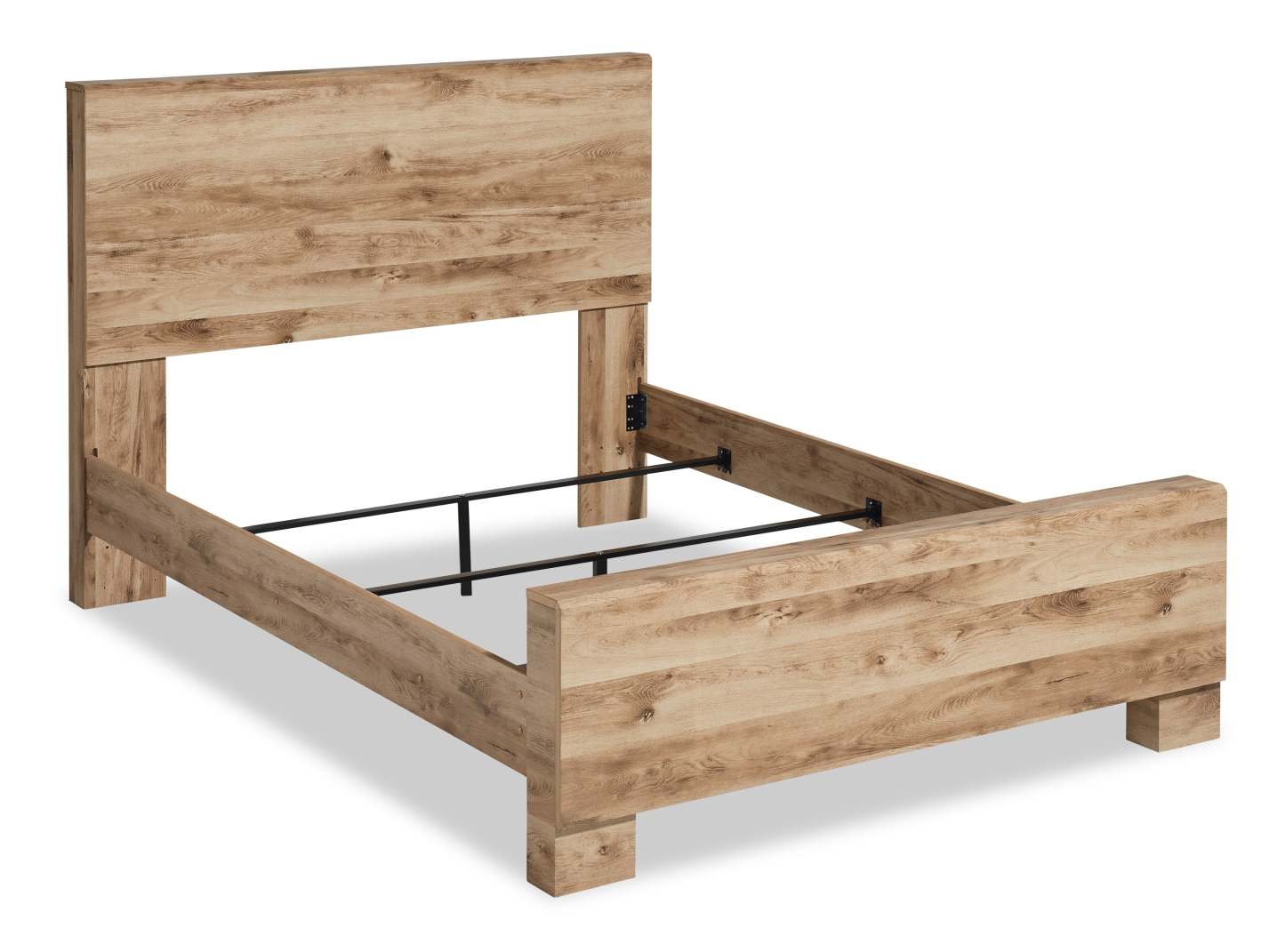 Lit à panneaux Derekson avec tête de lit et cadre de lit, naturel - format très grand lit | Lit à panneaux Derekson avec tête de lit et cadre, naturel - King Size