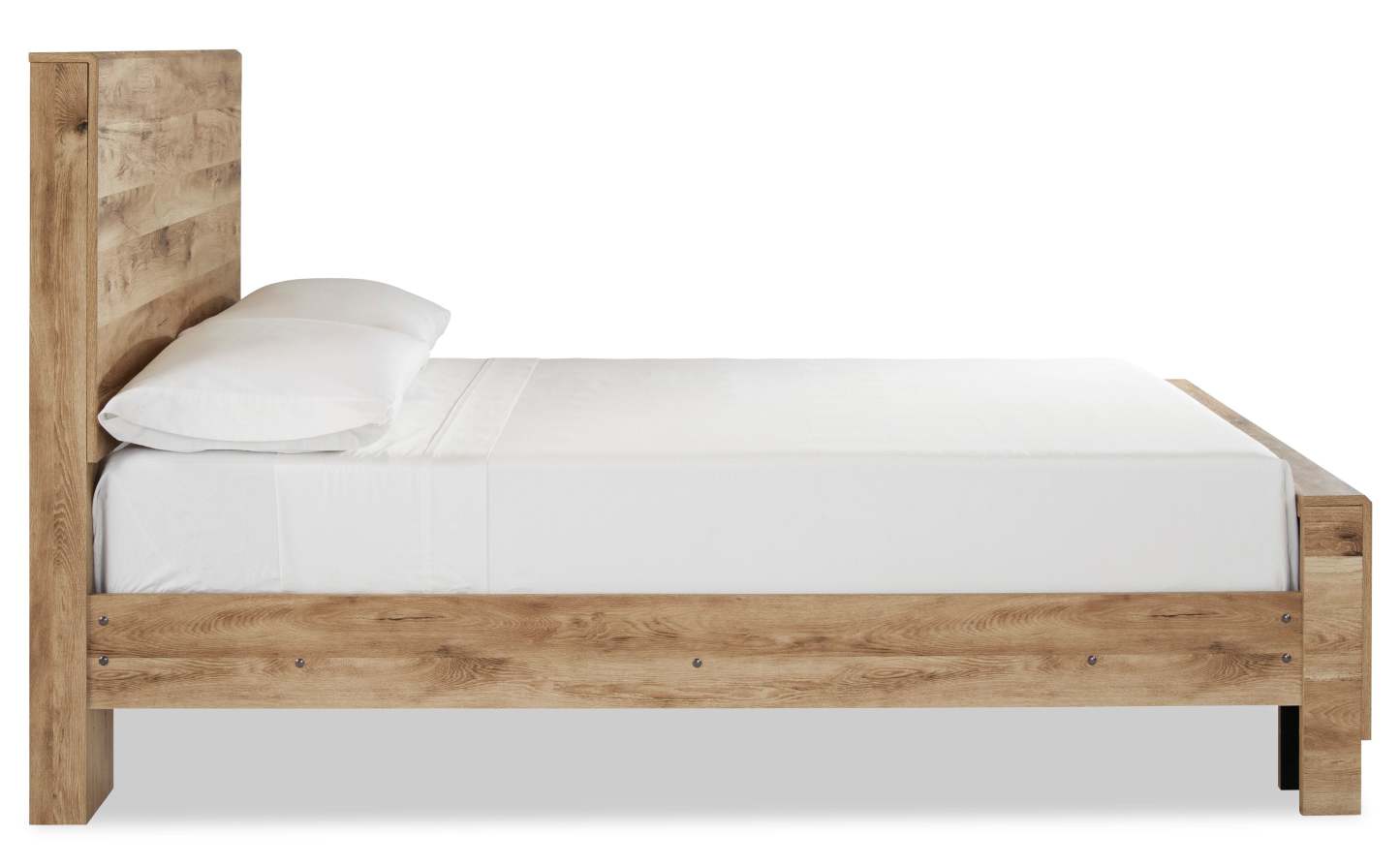 Lit à panneaux Derekson avec tête de lit et cadre, Naturel - Grand format | Lit à panneaux Derekson avec tête de lit et cadre de lit, naturel - format grand lit