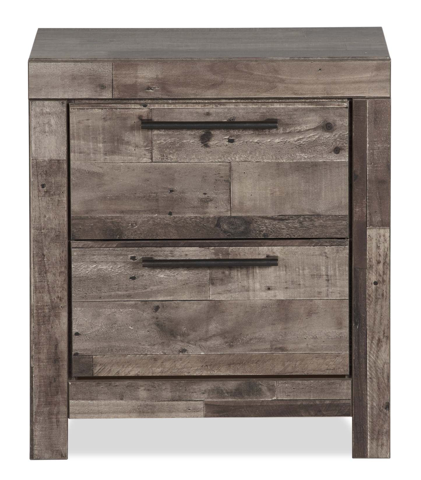 Table de chevet à 2 tiroirs Derekson avec ports USB, 21,7 L x 24,4 H - Gris | Table de nuit Derekson de 21,7 po (L) x 24,4 po (H) à 2 tiroirs avec ports USB - grise