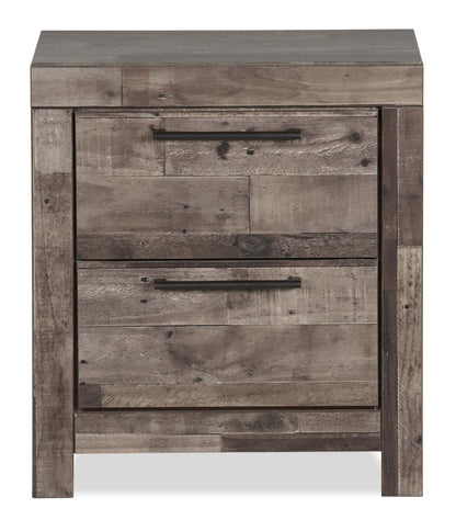 Table de chevet à 2 tiroirs Derekson avec ports USB, 21,7 L x 24,4 H - Gris | Table de nuit Derekson de 21,7 po (L) x 24,4 po (H) à 2 tiroirs avec ports USB - grise