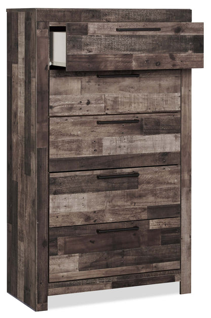Commode de chambre à coucher Derekson, 5 tiroirs, 31,7 L x 53,9 H - Gris | Commode verticale Derekson de 31,7 po (L) x 53,9 po (H) à 5 tiroirs pour la chambre à coucher - grise