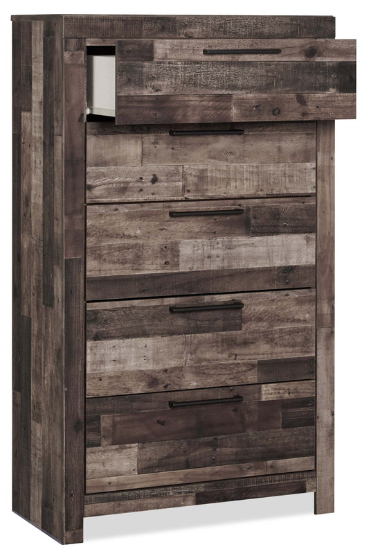 Commode de chambre à coucher Derekson, 5 tiroirs, 31,7 L x 53,9 H - Gris | Commode verticale Derekson de 31,7 po (L) x 53,9 po (H) à 5 tiroirs pour la chambre à coucher - grise