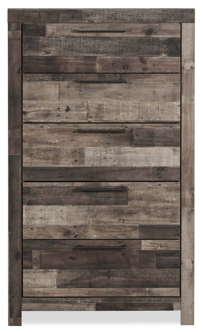 Commode de chambre à coucher Derekson, 5 tiroirs, 31,7 L x 53,9 H - Gris | Commode verticale Derekson de 31,7 po (L) x 53,9 po (H) à 5 tiroirs pour la chambre à coucher - grise