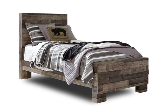 Lit à panneaux Derekson pour enfants, gris - taille simple | Lit à panneau Derekson pour enfants, gris - format lit simple