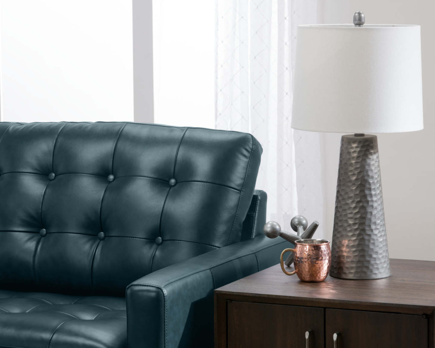 26 Lampe de table vintage en métal martelé|Lampe de table rétro de 26 po en métal martelé