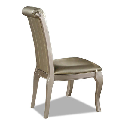 Chaise de salle à manger Diva avec tissu en cuir végétalien, capitonné avec boutons - Gris argenté | Chaise de salle à manger Diva en tissu de cuir végétalien capitonné - gris argenté