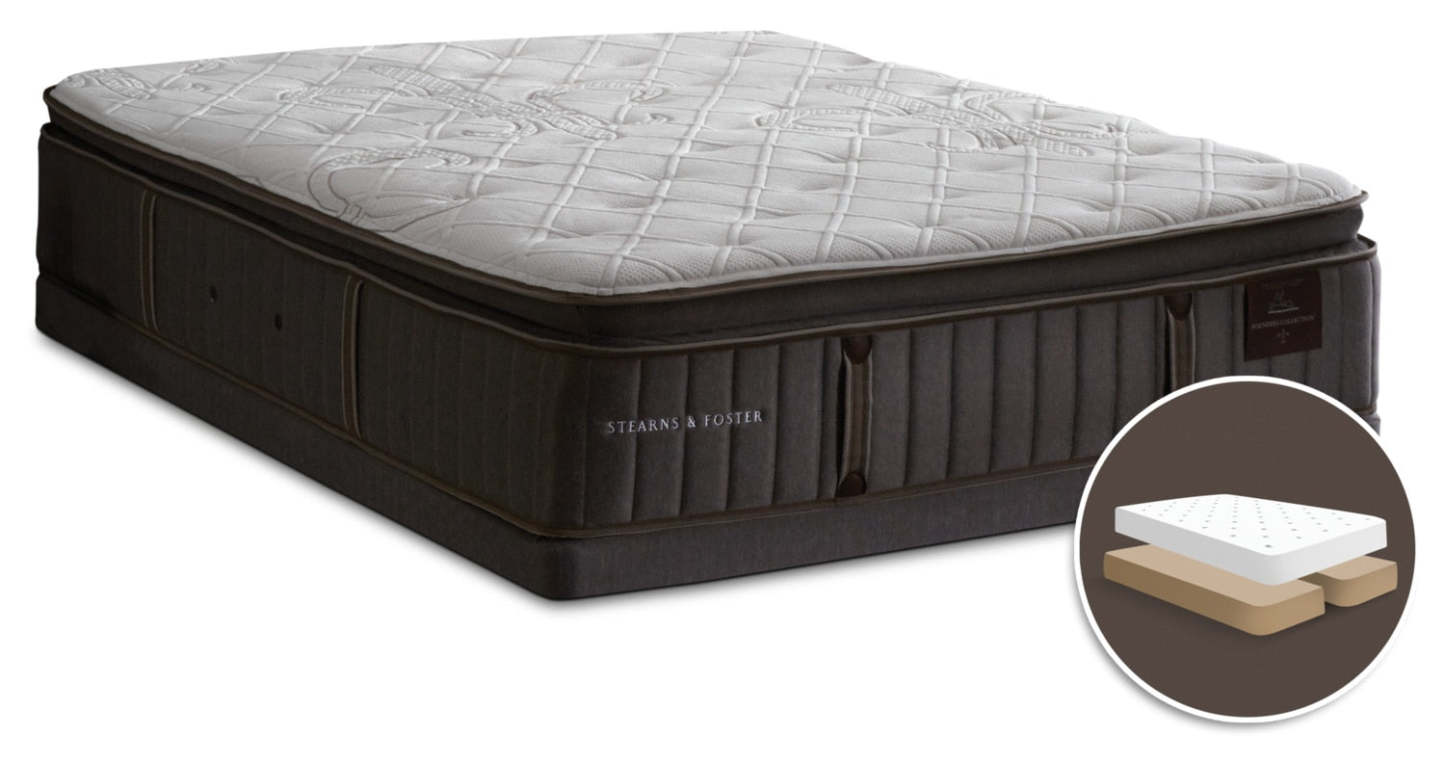 Stearns &amp; Foster Princedale Medium Pillow-Top Split Queen Mattress Set|Ensemble matelas semi-ferme plateau-coussin divisé Princedale de Stearns &amp; Foster pour grand lit