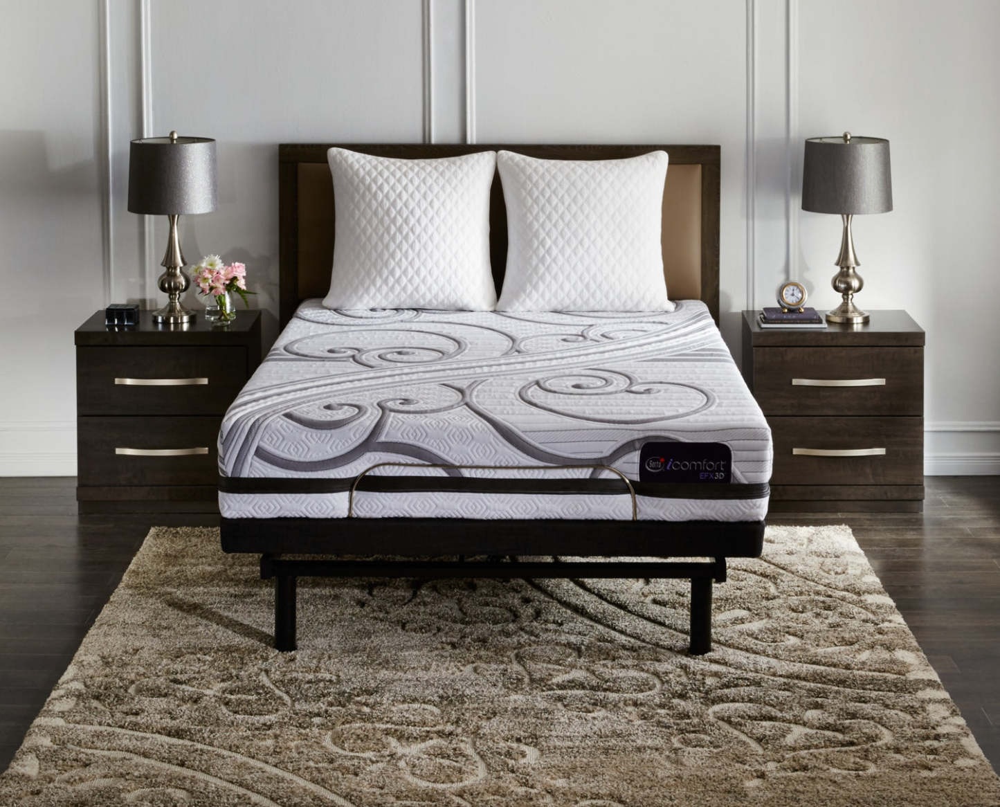 Matelas Gravati iComfort EFX3D pour lit simple très long avec base ajustable Motion Essentials 3