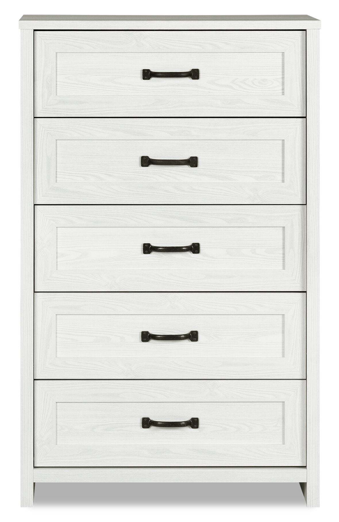 Commode de chambre à coucher Dove, 5 tiroirs, 30,5 L x 49 H, fabriquée au Canada - Blanc | Commode verticale Dove de 30,5 po (L) x 49 po (H) à 5 tiroirs pour la chambre à coucher, fabriquée au Canada - blanche
