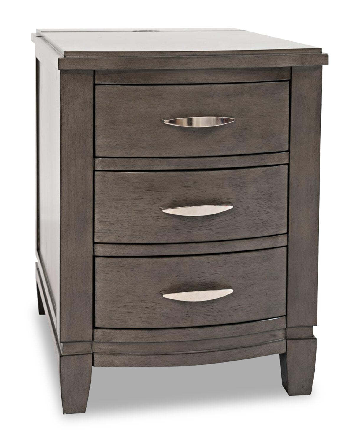 Downtown 18 Modern Chairside Table with Storage - Grey Brown Wood|Table de fauteuil moderne Downtown de 18 po avec rangement - bois gris-brun