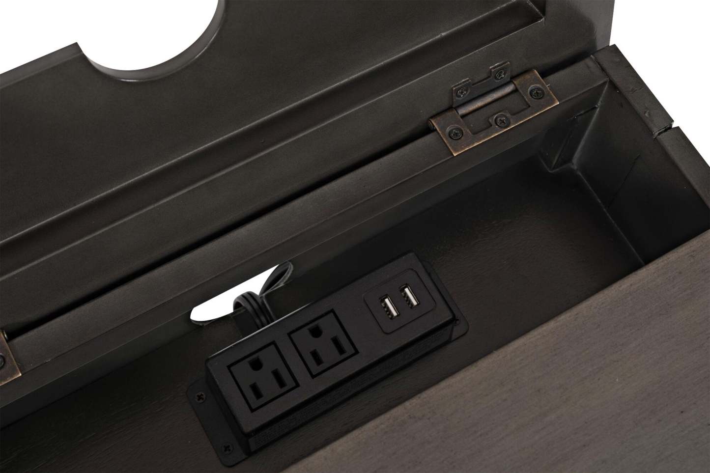 Downtown 18 Modern Chairside Table with Storage - Grey Brown Wood|Table de fauteuil moderne Downtown de 18 po avec rangement - bois gris-brun