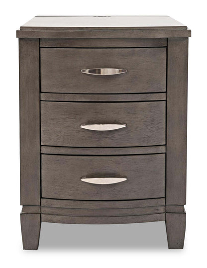 Downtown 18 Modern Chairside Table with Storage - Grey Brown Wood|Table de fauteuil moderne Downtown de 18 po avec rangement - bois gris-brun