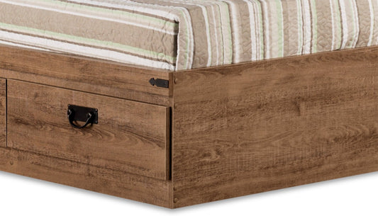 Ensemble de lit Driftwood Mates avec tête de lit bibliothèque pour enfants, marron - Pleine grandeur | Ensemble lit matelot et tête de lit bibliothèque Driftwood pour enfants, brun - format lit double