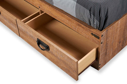 Ensemble de lit Mates en bois flotté avec tête de lit bibliothèque pour enfants, marron - Taille simple | Ensemble lit matelot et tête de lit bibliothèque Driftwood pour enfants, brun - format lit simple