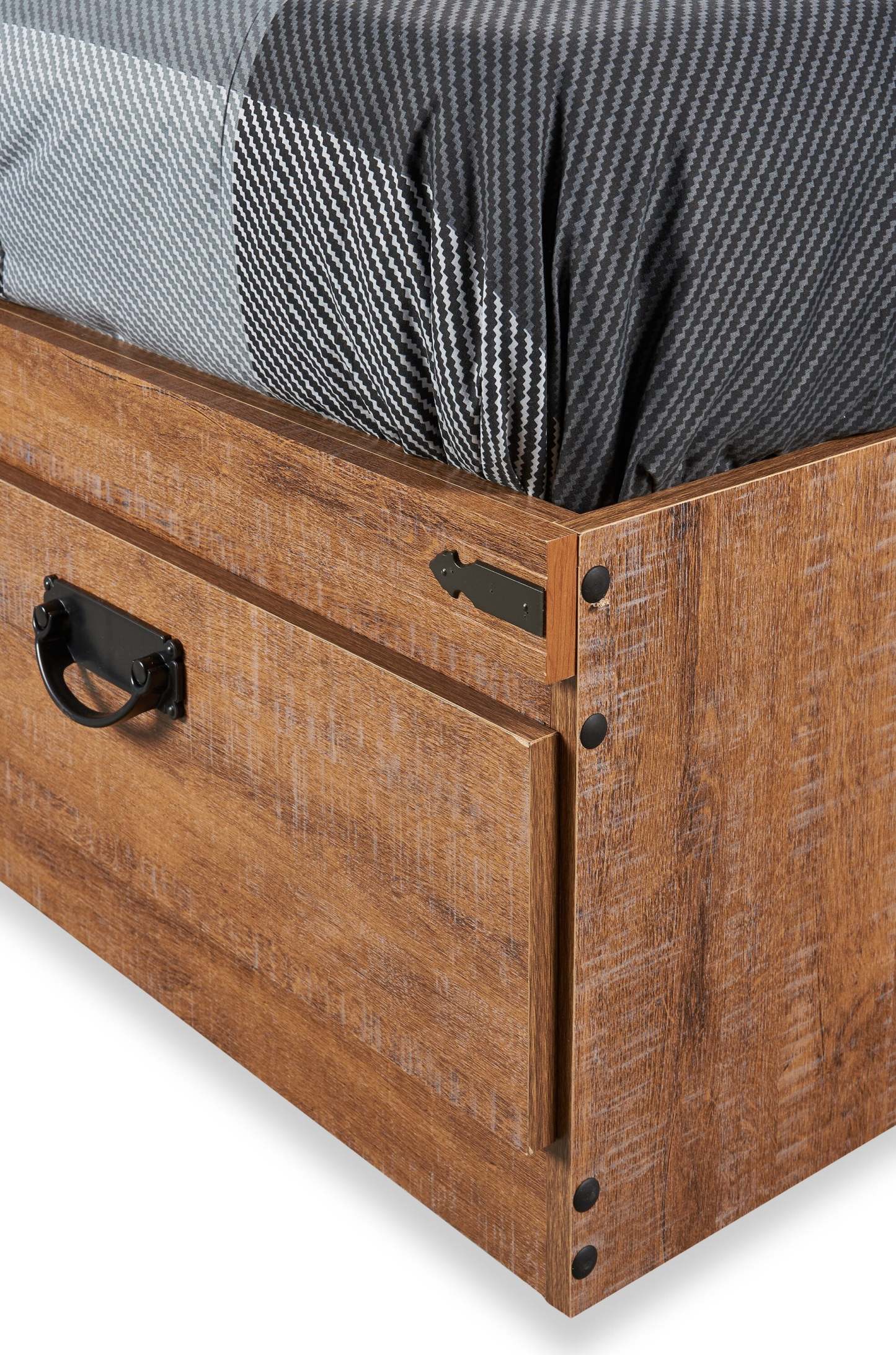 Ensemble de lit Mates en bois flotté avec tête de lit bibliothèque pour enfants, marron - Taille simple | Ensemble lit matelot et tête de lit bibliothèque Driftwood pour enfants, brun - format lit simple