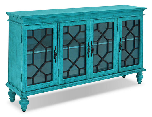 Rigolet 60 4-Door Accent Cabinet - Blue|Armoire décorative Rigolet de 60 po avec 4 portes - bleue