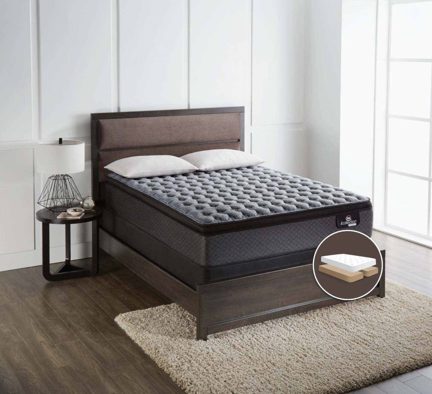 Serta® iCollection® Senna Firm Euro-Top Split Queen Mattress Set|Ensemble matelas ferme à Euro-plateau divisé Senna iCollection de Serta pour grand lit