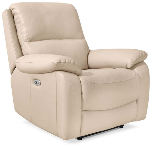 Fauteuil à inclinaison électrique Grove de 36 po en cuir véritable avec appuie-tête réglable - crème