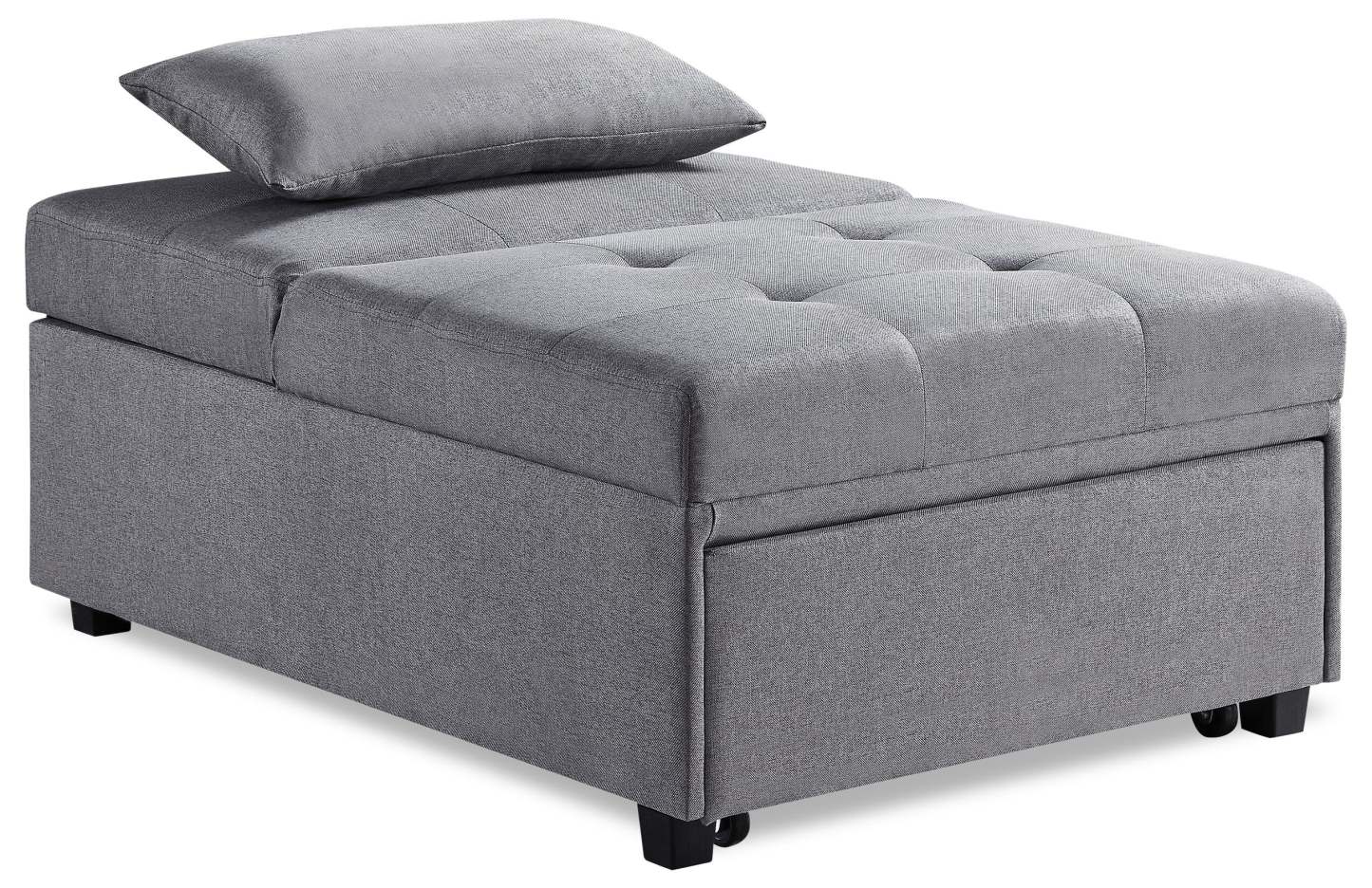 Dune 43.75 Fauteuil-lit convertible en tissu avec coussins capitonnés - Gris | Fauteuil lit convertible Dune de 43,75 po en tissu avec coussins capitonnés - gris