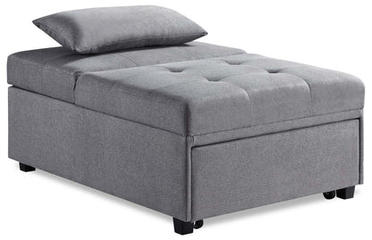 Dune 43.75 Fauteuil-lit convertible en tissu avec coussins capitonnés - Gris | Fauteuil lit convertible Dune de 43,75 po en tissu avec coussins capitonnés - gris
