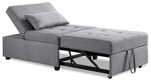 Dune 43.75 Fauteuil-lit convertible en tissu avec coussins capitonnés - Gris | Fauteuil lit convertible Dune de 43,75 po en tissu avec coussins capitonnés - gris