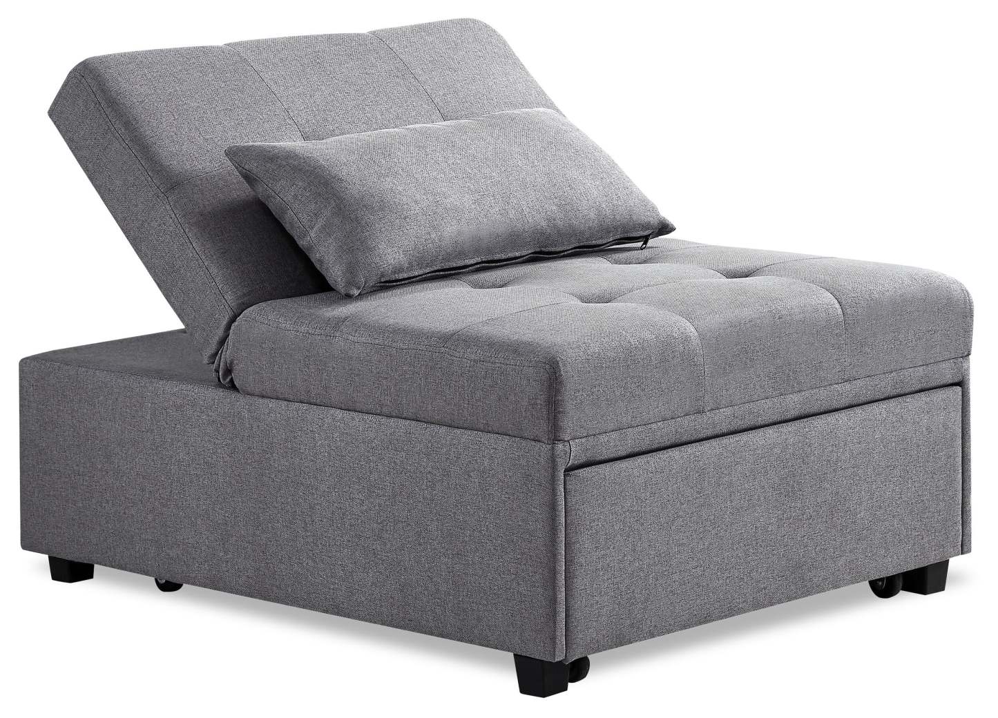 Dune 43.75 Fauteuil-lit convertible en tissu avec coussins capitonnés - Gris | Fauteuil lit convertible Dune de 43,75 po en tissu avec coussins capitonnés - gris