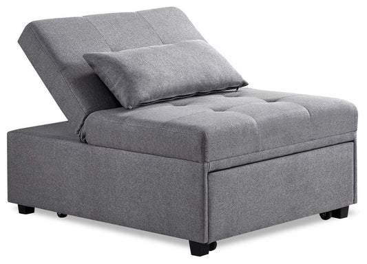 Dune 43.75 Fauteuil-lit convertible en tissu avec coussins capitonnés - Gris | Fauteuil lit convertible Dune de 43,75 po en tissu avec coussins capitonnés - gris