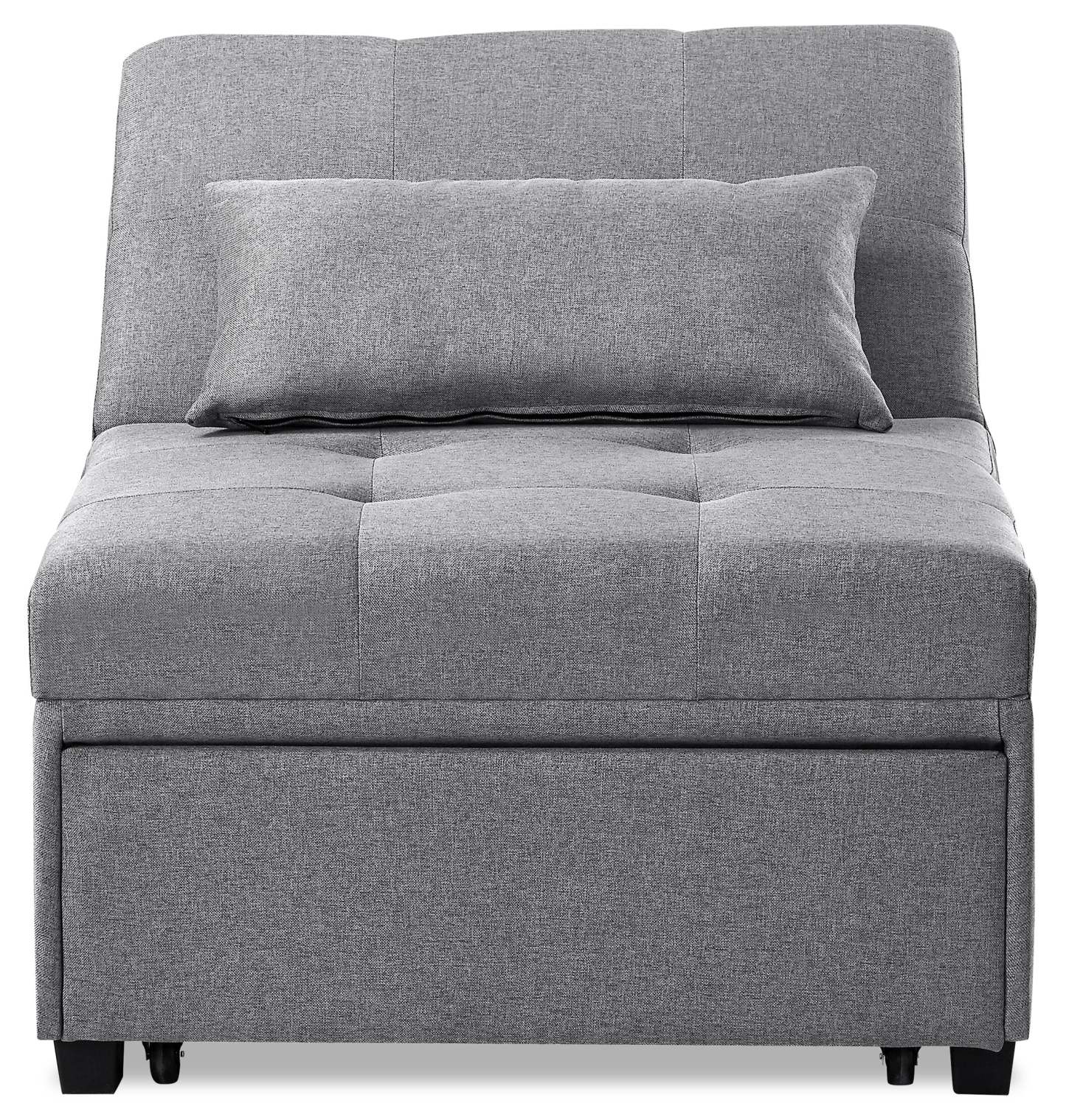 Dune 43.75 Fauteuil-lit convertible en tissu avec coussins capitonnés - Gris | Fauteuil lit convertible Dune de 43,75 po en tissu avec coussins capitonnés - gris