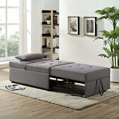 Dune 43.75 Fauteuil-lit convertible en tissu avec coussins capitonnés - Gris | Fauteuil lit convertible Dune de 43,75 po en tissu avec coussins capitonnés - gris