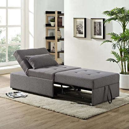 Dune 43.75 Fauteuil-lit convertible en tissu avec coussins capitonnés - Gris | Fauteuil lit convertible Dune de 43,75 po en tissu avec coussins capitonnés - gris
