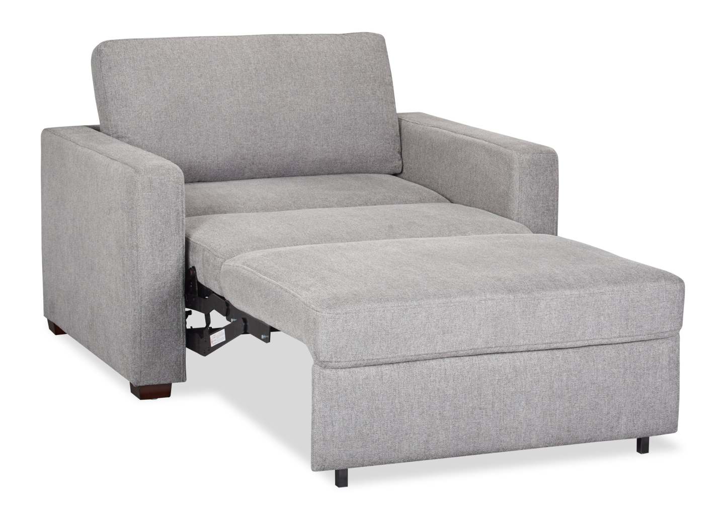 Fauteuil-lit Dusk de 52 po en tissu d’apparence lin avec accoudoirs rectilignes - gris