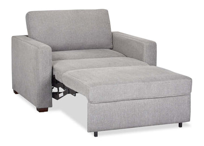 Fauteuil-lit Dusk de 52 po en tissu d’apparence lin avec accoudoirs rectilignes - gris